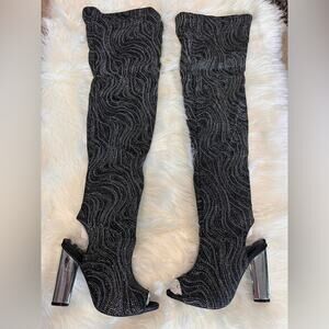 New: Bamboo Bling peep toe block heel boots